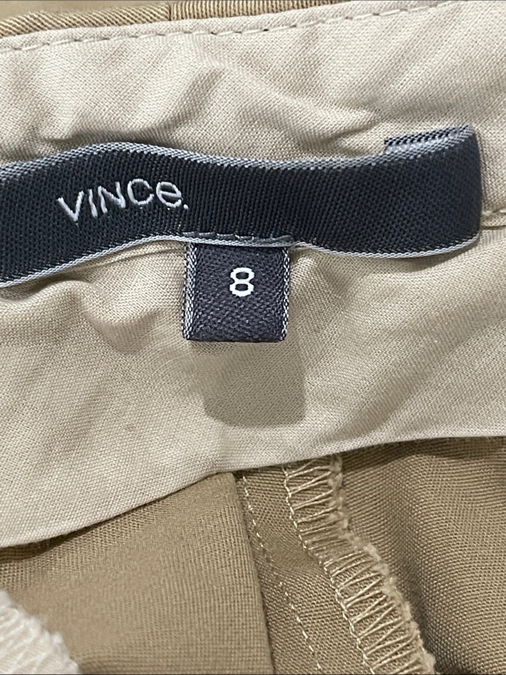 Vince Bermuda Shorts Side Buckle Cotton Twill Tan Size 8 - Picture 6 of 8